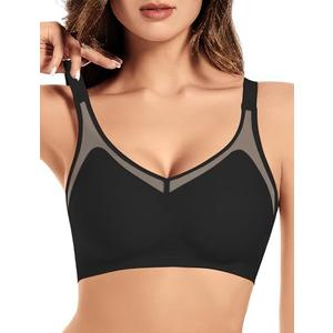 Easybunny Womens Wireless Bras Petite V Mesh Push Up Comfortable Bralettes Supportive Seamless No Underwire Tshirt Jelly Bra, Size: M, Black Easybunny Womens Wireless Bras Petite V Mesh Push Up Comfortable Bralettes Supportive Seamless No Underwire Tshirt Jelly Bra, Size: M, Black