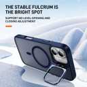 ADDIT Magnetic Phone Case for iPhone 16 - Military-Grade Translucent Matte Back with Built-in Camera Stash Stand - Royal Blue