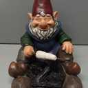 Design House 332254 Indoor/Outdoor Solar Powered Gnome Roasting Marshmallows Figurine Statue for Garden Patio Home & Office Dcor Housewarming Gifting Birthdays