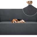 ZNSAYOTX Super Stretch Couch Cover Love Seat Sofa Covers for Living Room Dogs Pet Friendly Furniture Protector Spandex Loveseat Slipcovers with Anti Slip Foam Sticks (Dark Grey, Loveseat)