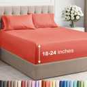Extra Deep Queen Sheet Set - 4 Piece Breathable & Cooling Bed Sheets - Easily Fits 18 to 24 inch Mattress - Ultra Soft, Wrinkle & Fade Free w/ Extra Deep Pockets - Comfy Hotel Luxury Bedding - Coral