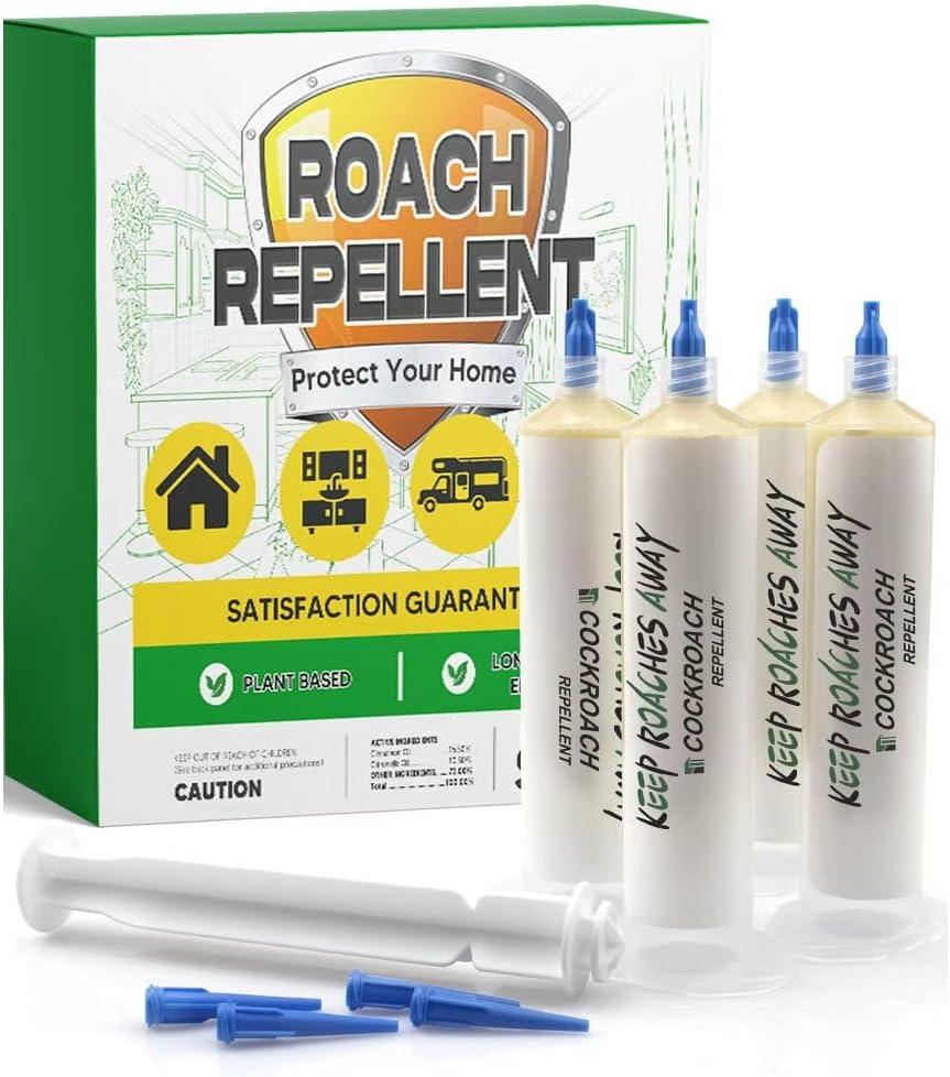 Roach Repellent Indoor, Cockroach Repellent Pet Safe, Long-Lasting Roach Deterrent for Kitchen/Bathroom/Garage/Basement, Keep Roaches Away, Indoor and Outdoor Use-4 Pack
