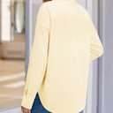 siliteelon Button Down Shirts Women Striped Long Sleeve Oversized Blouses (Beige, L)