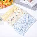 4 Pcs Wide Headbands for Women Non Slip Elastic Boho Head Wraps Stretchy Soft Cotton Cloth Hair Bands for Yoga Running Workout Sports Outdoor Exercise Stylish Floral Print Adjustable Hair Accessories