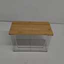 Hudgan Extra Large Trash Bag Holder Acrylic Trash Bag Dispenser Storage with Bamboo Top and Handles