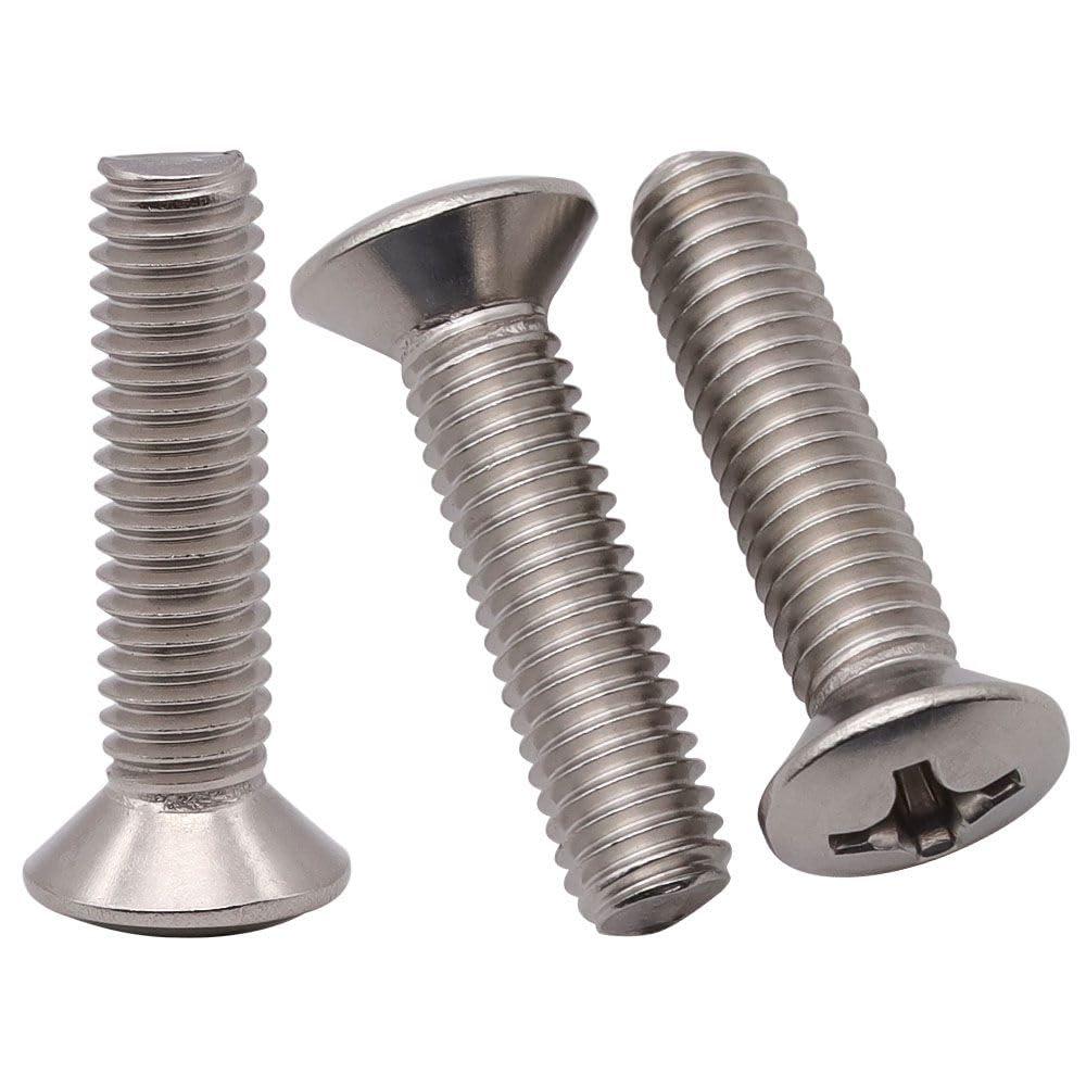 1/4-20 x 1 (30 pcs) Phillips Oval Head Machine Screws, 304 Stainless Steel 18-8, Raised Countersunk Head Screws for TV Mount
