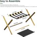 Smart FENDEE 2 Pack Luggage Rack, Folding Luggage Rack for Guest Room, Bamboo Suitcase Stand Holds up to 131 lb, Luggage Stand with Storage Shelf for Hotel, Bedroom