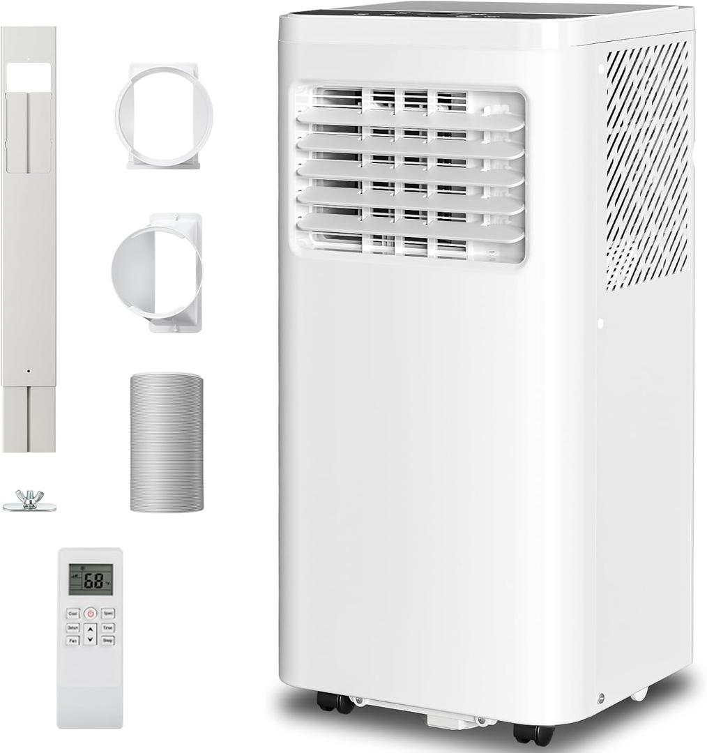3-in-1 Portable Air Conditioners10000BTU Portable AC Units Cools 450 Sq.Ft. with 24H Timer Remote ControlEasy Install Kit for Bedroom, Office, Dorm (White)