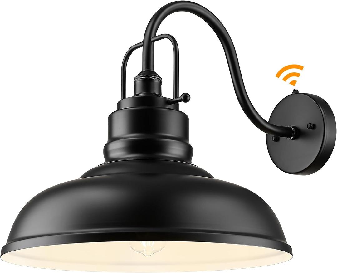 Zeyu 18 Inch Dusk to Dawn Outdoor Barn Light, 1-Light Wall Light, Modern Wall Sconce for Garden Garage, Matte Black Finish, 016-1BL-PC BK, 17.7''