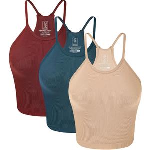 BAMBOO COOL Women's Seamless Tank Top Moisture-Wicking Workout Ribbed Camisoles U-Neck Camis 3-Pack (XS)
