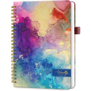 Undated Weekly Planner, Weekly To Do List Notebook with Goal & Habit Tracker Organizer, A5 Weekly Planner Notebook with Spiral Binding, 6.1" x 8.2" - Color Splash