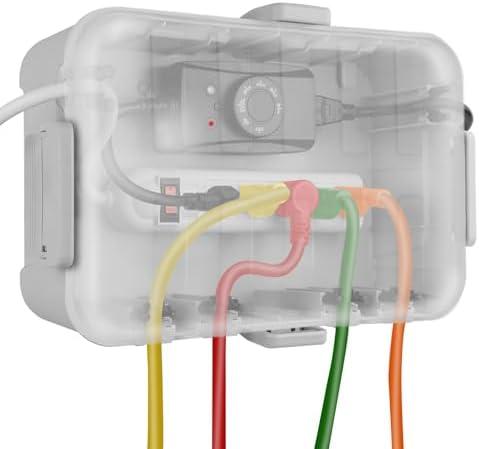 Flemoon Large Outdoor Electrical Box with Transparent Lid, IP54 Waterproof Box with Clear Cover, Weatherproof Extension Cord Cover for Photocell Light Sensor Timer, Power Strip, Outlet, Plug, Socket