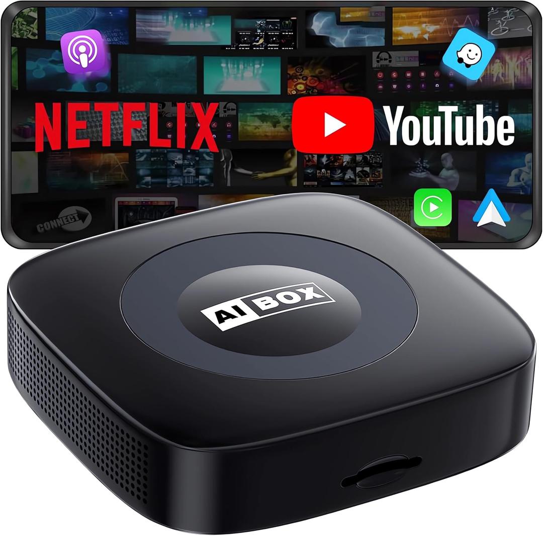 Ai Magic Box for Streaming Netflix/ YouTube/ TikTok, Wireless CarPlay Adapter Dongle Support TF Card for OEM Wired Car Play & Android Auto Cars