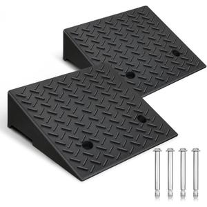 Rubber Curb Ramp,2 Pack,6" Rise Height,11023Ibs, Capacity Driveway Ramps,18.9" L x 18.9" W, Capacity Threshold Ramps, Suitable for Cars, wheelchairs, Scooters, Lawn mowers