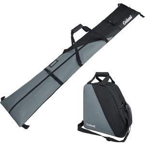 Goloni Ski Bag and Boot Bag Combo,Ski Bags for Air Travel,Snowboard Bag Fits for Skis Up to 180 CM and Boots Up To Size US13 (Black & Grey)