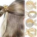 HINZIC 4 Styles Non-Slip High Ponytail Hair Clips Rhinestone Styling Claws Buns Holder Large Glittering Crystal Banana Pins Accessories for Women Girls Thick Long Hair, Set of 2