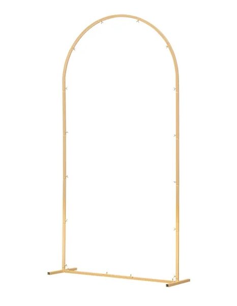 KFFKFF Gold Metal Arch Backdrop Stand, 6.6 x 3.3 ft, Durable Frame, Simple Setup, Decorative Stand for Weddings, Birthdays, Graduations, Holidays, and Ceremonies