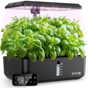 Indoor Hydroponics Growing System Kit 12 Pods Gardening System Herb Garden Custom Time with LED Grow Light Height Adjustable Quiet Plants Germination Kit - Gardening Gifts for Women Men Black