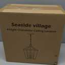 4 Light Gold Chandelier, Industrial Ceiling Light Lantern Light Fixtures with Farmhouse Metal Cage Adjustable Height Rustic Geometric Hanging Light E12 Base for Kitchen Island, Entryway, Indoor