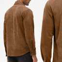 Comdecevis Mens Corduroy Shirts Jacket Button Down Long Sleeve Work Shirts Shackets with Pocket (Brown, M)