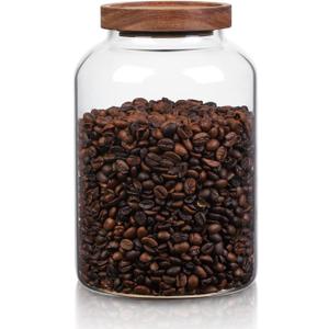 WHJY 1/2 Gallon Glass Jars with Airtight Lids Transparent Clear Kitchen Canister for Pantry Organization Large Food Storage Containers for Coffee Flour Sugar Pasta