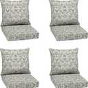Arden Deep Seat Outdoor Chair Cushion Set (4-Pack), 24 in x 24 in, Weather-Proof, Rain-Proof, Fade Resistant Patio Cushion Set for Chair, Sofa, and Couch Neutral Aurora Damask