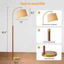 G-SAFAVA 62.5" Real Wood Floor Lamp for Living Room with Foot Switch Gold Arc Standing Tall Lamps for Bedroom Mid Century Modern Floor Lamps for Office Nursery Industrial Corner Reading Room Light