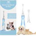 Generic Pet Electric Toothbrush for Dogs and Cats with LED Light & Soft Bristles, Blue/White