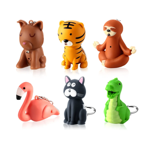 Kenning 6 Pieces Animal Flashlight Keychain Mini Pediatric Nurse Flashlight Badge Reel Pediatric Pen Lights Keychain for Nursing Staff Urgent Care