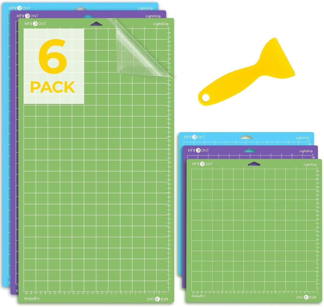 HTVRONT Cutting Mat, 6 Pcs Cutting Mat 12x12 & 12x24in(Standard, Light, StrongGrip) Compatible with Cricut Maker 3/4/Maker/Explore 3/4/5/Air 2/One, Variety Adhesive Sticky Cutting Mats Accessories