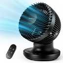 OmniBreeze 6 Inch Black Table Fan for Bedroom, Desk Air Circulator Fan with Remote, 85 Vertical+60 Automatic Oscillating Fan, 5 Speeds, 7H Timer, LED Display