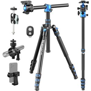 WEYLLAN TP6 Tripod for Camera, 67'' Aluminum Horizontal Overhead Tripod & Monopod 2in1 with 36mm Ball Head, Phone Mount, Remote Control, Magic Arm for DSLR Camera Camcorder iPhone, Max Load 22lbs/10kg