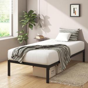 Zinus Mia Metal Platform Bed Frame, Wood Slat Support, No Box Spring Needed, Easy Assembly, Black, Twin