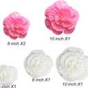 2 x IGUO 3D Pink White Flowers Decorations 6PCS Nursery Paper Flowers for Girl Home Decor Baby Shower Centerpiece Wedding Birthday Party