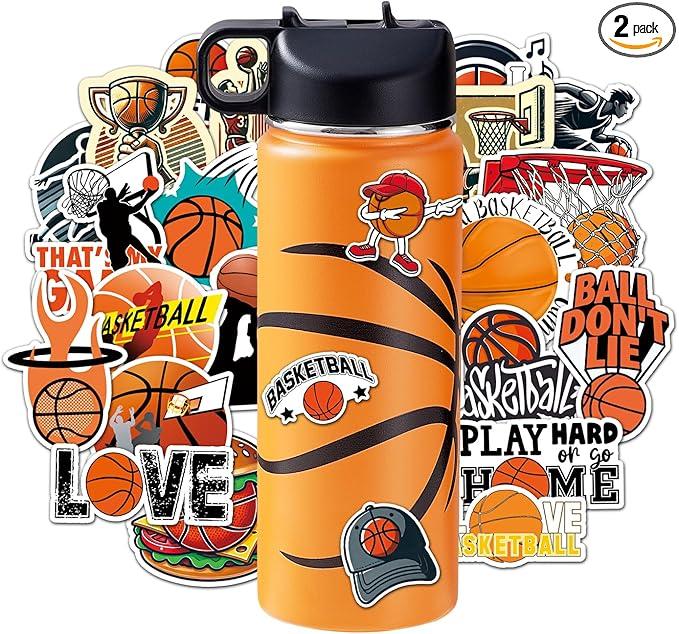 Basketball Gifts for Boys – 18 oz Basketball Water Bottle with 100 PCS Stickers, Stainless Steel Insulated Bottle, Sports Gear & Stuff for Kids