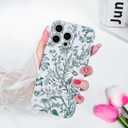 Compatible with iPhone 16 Pro MaxCase Vintage Green Floral Pattern, Cute Trendy Soft TPU Silicone Shockproof Full Camera Protection Cover Designed for Women Girls Boy Men Aesthetic (Green)