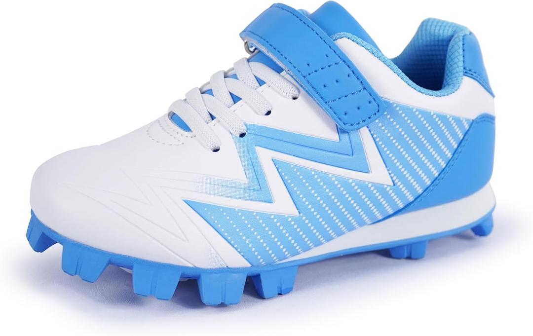 Baseball Cleats for Kids - Unisex-Child Rubber Molded Softball Cleat - Boys Girls Outdoor Athletic Shoes (6 Big Kid, Blue)