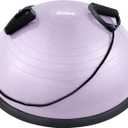 ZELUS Balance Ball Trainer with Resistance Bands and Foot Pump, Inflatable Yoga Ball for Home Gym Workouts, 23 Inch Exercise Half Ball for Balance Training Core Strength Fitness More, 330lb Cap (Lilac)
