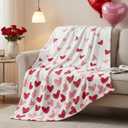 Horaldaily Valentine Flannel Blanket Throw, White Love Heart Painting Soft Fuzzy Plush Cozy Fleece Blankets for Couch Sofa Bed Lounging, Ideal Gifts for Kids Adults Wife Self, 50x60