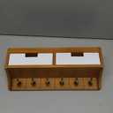 Rebee Vision Modern Farmhouse Key Holder Wall Mount with 2 Drawer Organizer : Mail Organizer with 6 Key Hooks and Wall Shelf - Home Organization for Room Decor (Light Brown & White)