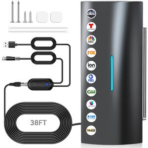 2026 Digital Antenna for Smart TV Indoor/Outdoor with Amplifier, Long Range Reception HDTV Antenna for for Smart/Old TVs,Plug and PlayEasy to Install