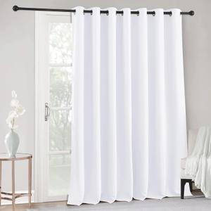 RYB HOME White Curtains & Drapes - Room Darkening Curtains Privacy Thermal Insulated Window Treatment for Bedroom Living Room Sliding Glass Door, 100 inch Wide x 84 inch Long, Pure White