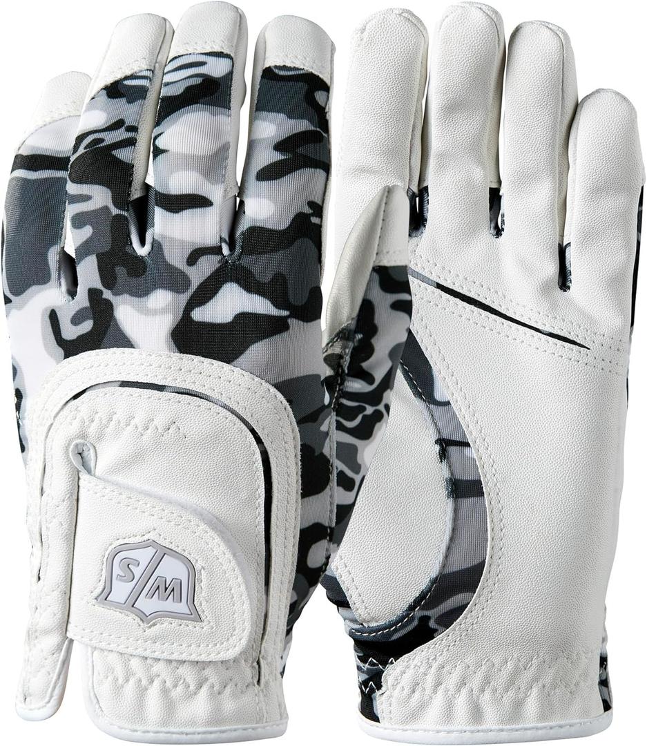 Wilso Staff Junior Fit All Camo Golf Glove (Black/White)