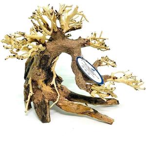 Bonsai Driftwood Aquarium Tree (8in H x 6in L), Handcrafted Fish Tank Decoration | Easy to Install Driftwood Bonsai for Fish Tank | Decor Aquascape Wood (Bonsai Tree)