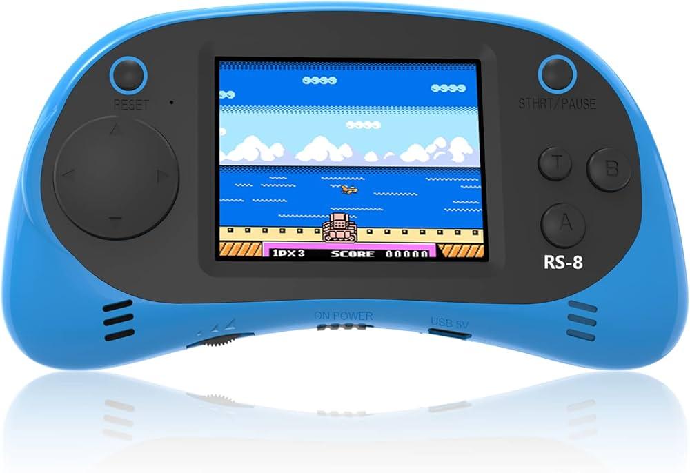 Hades RS-8D Kids Handheld Retro Game Console Built-in 260 Classic Games TV Video Games with 8 Bit Classic Games for Children (Light Blue)