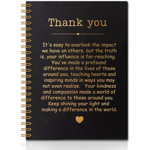 Thank You Gold Hardcover 160 Pages Spiral Notebooks, Funny Thank You Gift for Women Men Coworkers Leader Mentor, Appreciation Gifts for Employees, Thanksgiving Gifts for Colleagues Leaders (Black)