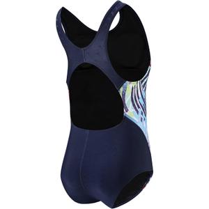 JE Sterguard Girls' Swimwear Swimsuit Kids Bathing Suit One Piece Suits Swim for 4-16 (Navy Blue+stripe)