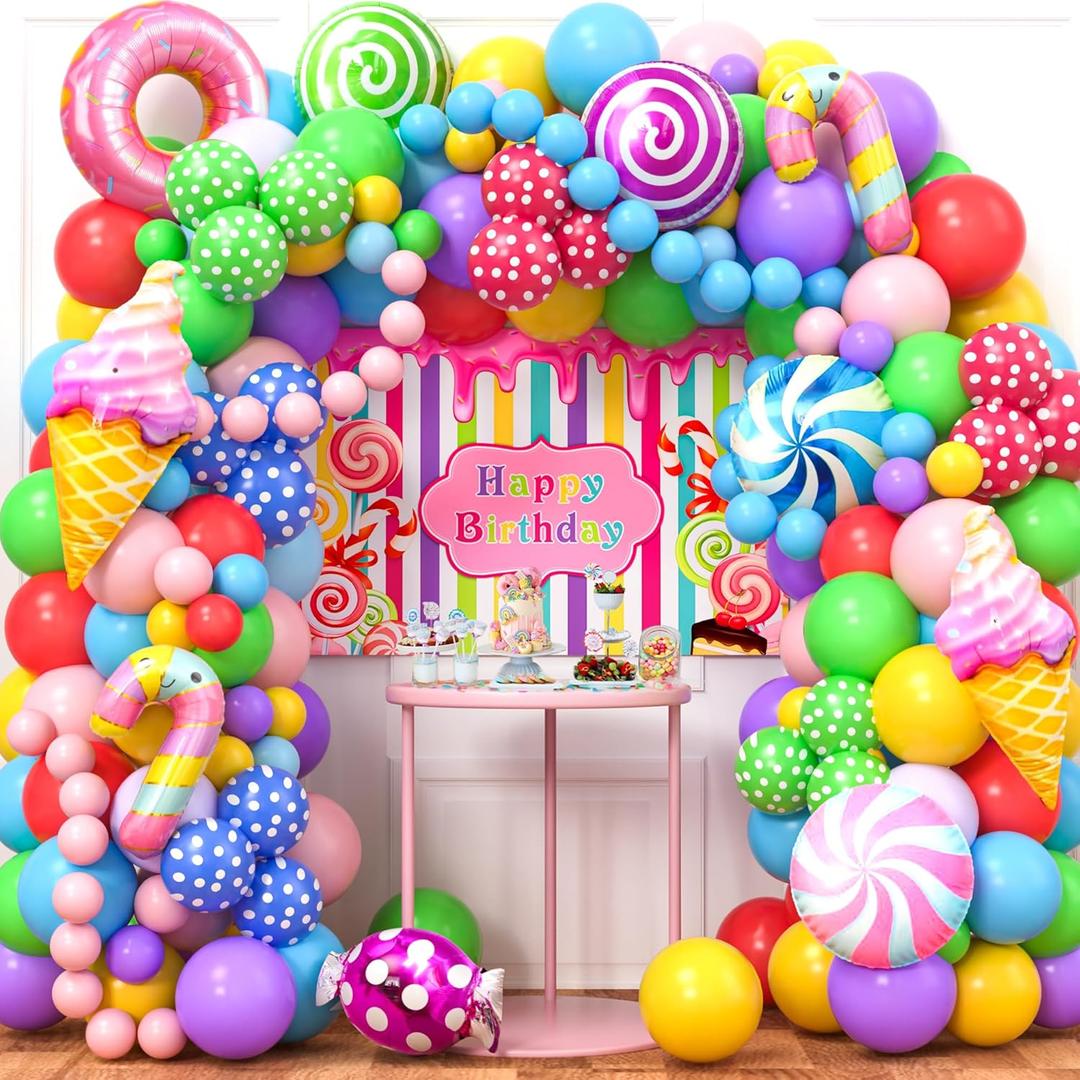 159 Candyland Party Decorations Two Sweet Birthday Party Supplies, Colorful Ice Cream Donut Balloon Arch Garland Kit Backdrop, Kid Girl Candy Party Decor