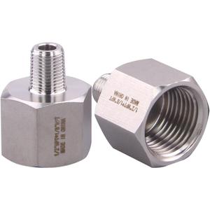 Forged Reducer Adapter Fitting - Stainless Steel 304 Reducing Pipe Connector, 1/2" NPT Female x 1/8" NPT Male (pack of 2)