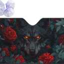 Red Rose Wolf Windshield Sun Shade, Front Window Sunshade Cover Sun Visor Shield Foldable Uv Ray Reflector for Car SUV Truck S